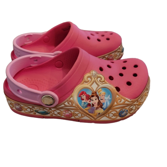 CROCS Shoes Girls Fun Lab Light Up Crocs Disney Princess Size 2